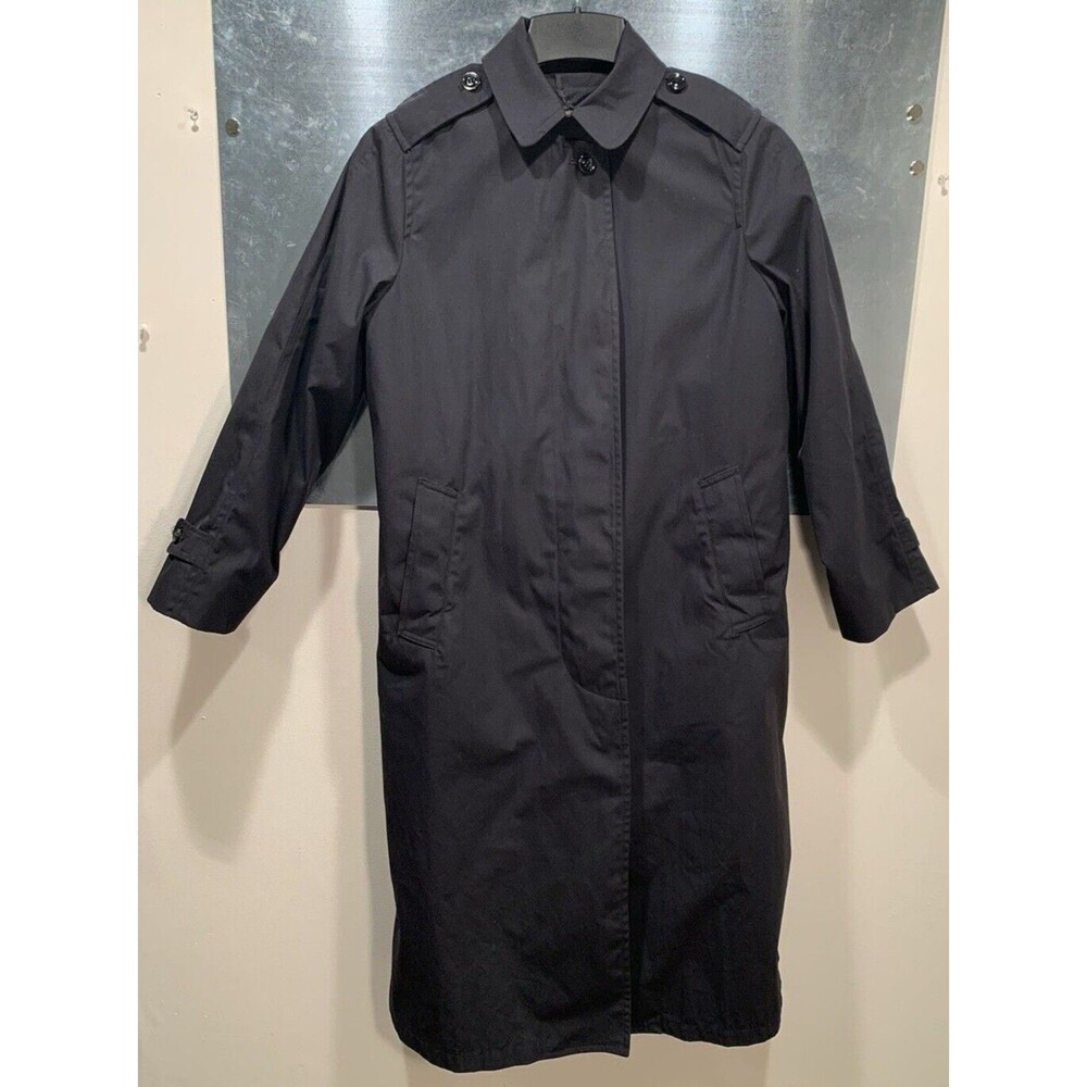 Defense Logistics Agency Trench Coat Removable Liner Women Sz 8R Black EXCELLENT